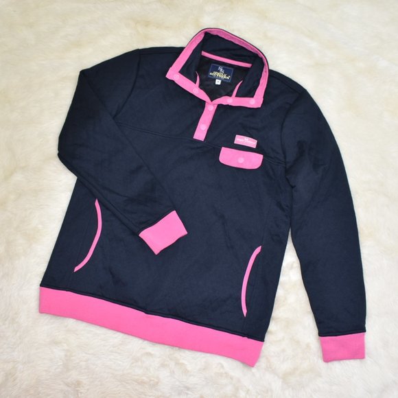 Simply Southern Black Pink Quilted 1/4 Snap Pullover Size M Sweatshirt Jacket - Picture 9 of 13